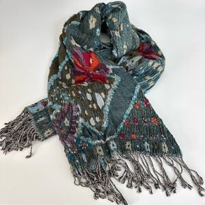 Lucky Brand Green and Multicolor Floral Scarf-Excellent Preloved Condition FAB!!